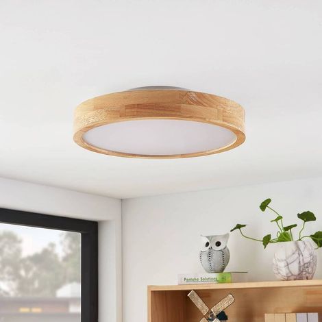 [GEBRAUCHT] B-Ware Lindby Deckenleuchte Holz/Weiß Milada LED Lampe dimmbar CCT Fernbedienung 40cm (1/2)