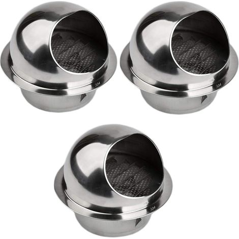Lot de 3 Ventilation Grille Grille d'aération ronde en acier inoxydable 304 - Rond Grille de Ventilation pour pot d'échappement de mur extérieur, air frais, hotte d'échappement (160 mm) - Bluedeer (1/4)