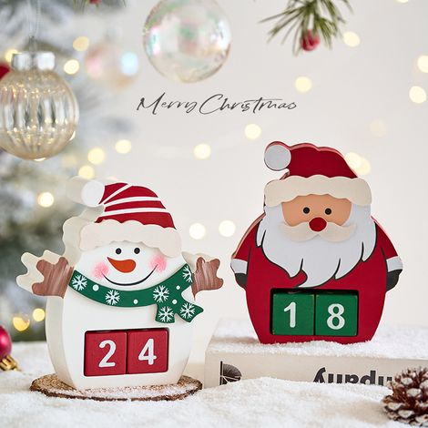 Calendrier de l'Avent en bois, compte à rebours, décoration murale, panneau de bienvenue pour la porte d'entrée, Joyeux Noël, décoration pour enfants, famille et amis, cadeau, décoration rustique pour (1/5)