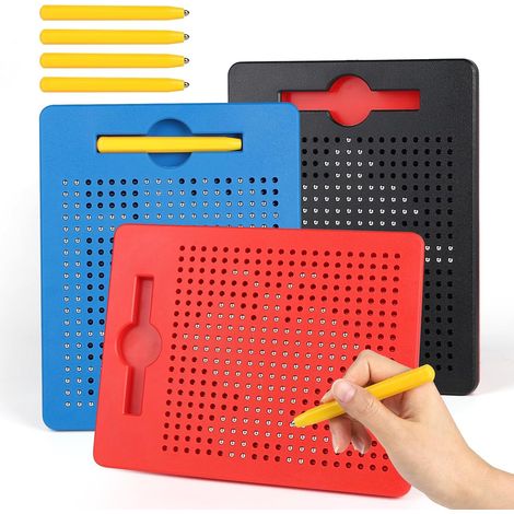 3 Pièces Magnétique Tablette Enfant, Planche à Dessin Magnétique Tablette, Magnétique Jouet Educatif avec Stylo, Tableau Magnétique Planche à Dessin en Plastique(Rouge/Bleu/Noir) (1/5)