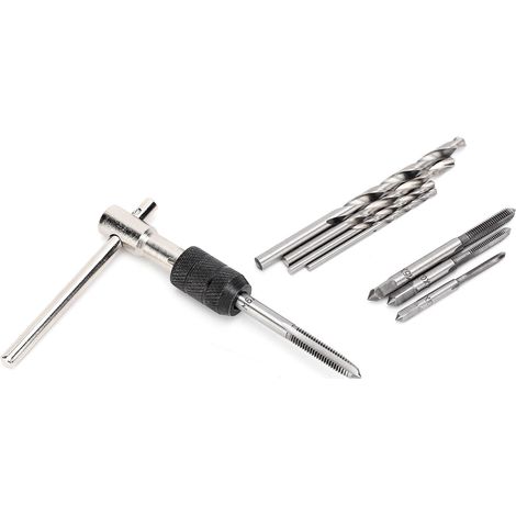 9-piece tap and drill bit set, manual tapping and thread-opening tool set (1/5)