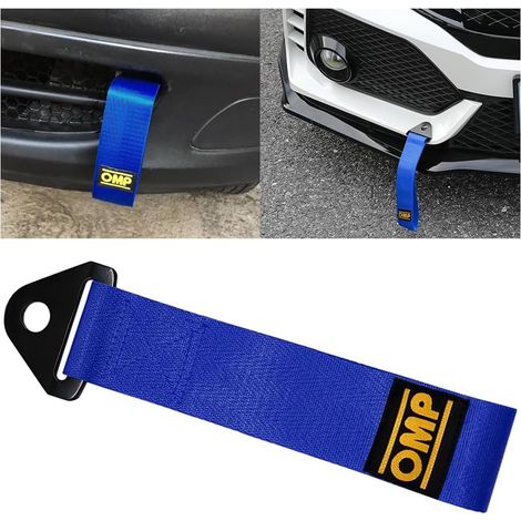 Cinghia di traino universale da 2 pezzi, fune di traino di emergenza per auto, cinghia di traino in nylon, cinghia di traino per paraurti anteriore e posteriore dell'auto (blu)