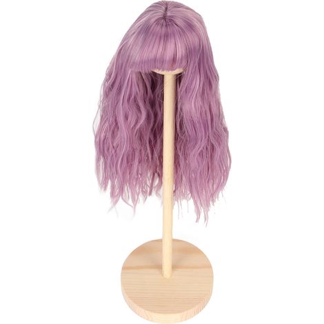 Hochtemperatur-Seidenperücke für Puppen im Maßstab 1:6, langes, lockiges, violettes Haar, 15,5–17 cm (1/5)