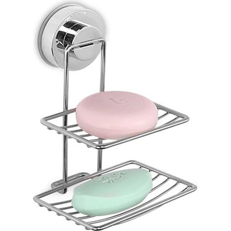 Duschseifenschale mit Saugnapf und selbstklebender Edelstahlrückseite für das Badezimmer (1/4)
