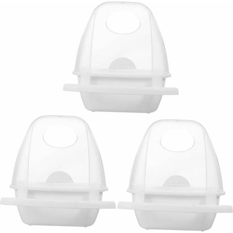 Lot de 3 mangeoires à oiseaux, mangeoire en forme de cage, mangeoire transparente blanche (1/5)