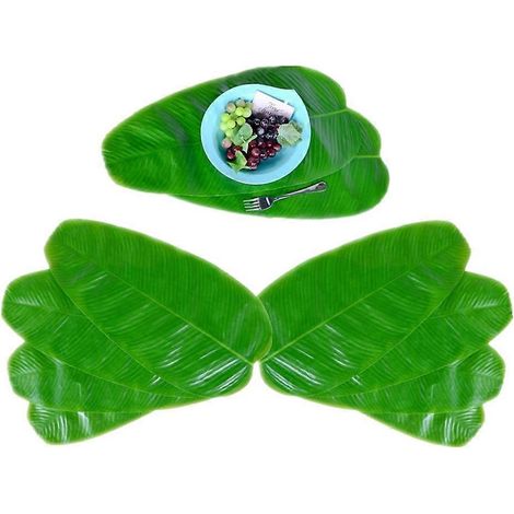 Lot de 10 dessous de plat décoratifs en forme de feuille de bananier, pour tasses et bols. (1/5)