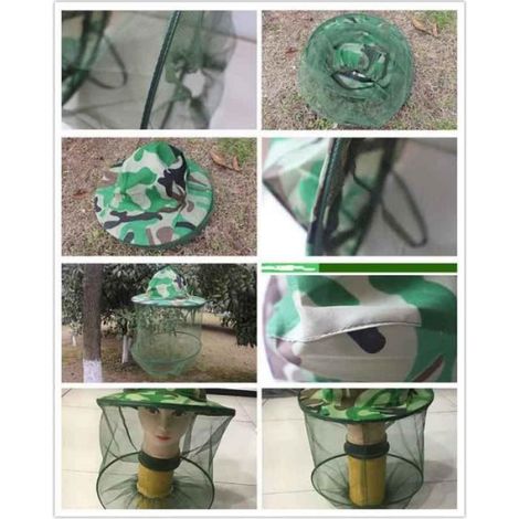2 Pièces Chapeau de Camouflage Apiculture Apiculteur Anti-moustiques Masque extérieur Pêche et Camping Moustiquaire Chapeau (1/4)