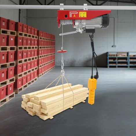 Seilwinde Elektrisch, 800KG Hebezeuge Flaschenzug Kran Winde Gerüst Hoist Winde Kran Garage Kabelhebewende 1300W für Fabriken Lagerhallen Bau Eisenbahnbau