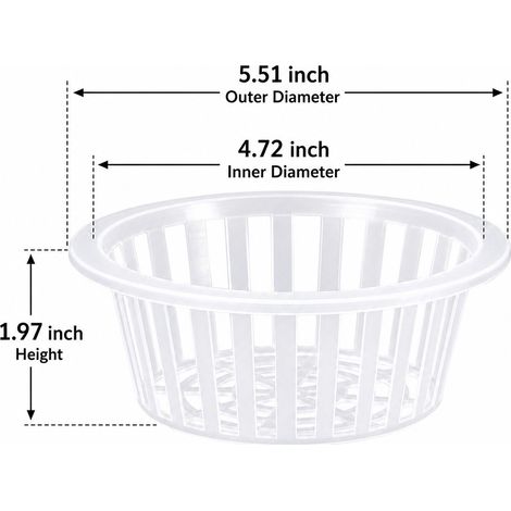 Panier de plantation hydroponique (10 pièces), pot en maille taille 7 pour support de racines de jardin, dimensions 5,5 x 4,7 x2,0 pouces. (1/4)