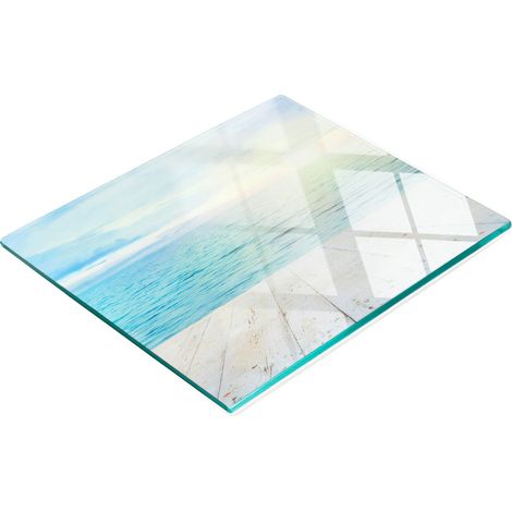 Tabla de cocina de vidrio templado duradera y elegante con estampado marino de 60x52 cm.