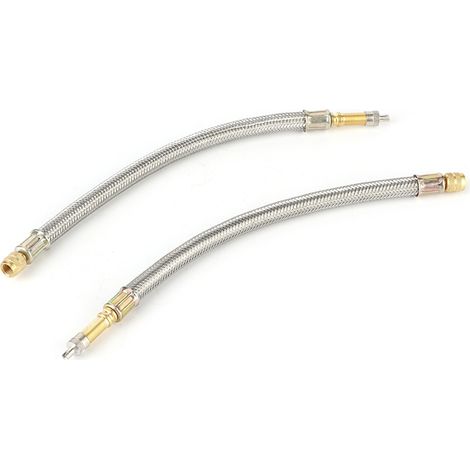 Lot de 2 rallonges de valve de pneu, en acier inoxydable tressé, universelles, 250 mm (1/5)