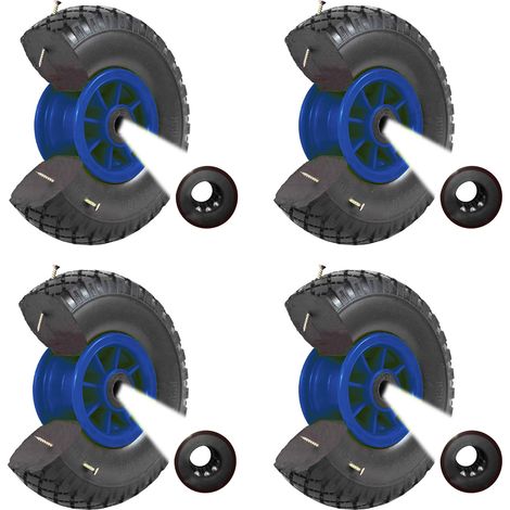 4x Sackkarrenrad Vollgummi 260 x 85 mm 3.00-4 Nabenlänge 75 mm PU Sackkarre Ersatzrad Bollerwagenrad (1/5)