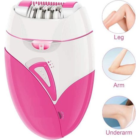 Épilateur électrique pour femme - - LED Lumière - Rechargeable - Rose rouge et blanc (1/4)
