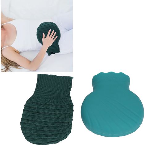 Bouillotte à remplir d'eau, chauffe-mains en silicone peluche rempli d'eau, chauffe-mains mignon à motif dessin animé, bouillotte/poche de glace anti-explosion, 245 ml, vert. (1/5)