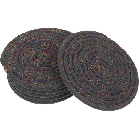 Lot de 6 dessous de plat en coton, 18 cm, ronds (1/5)