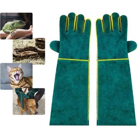 Anti-Morsure Gants de Manutention pour Animal, Gants de Travail en Cuir Polyvalents pour le soudage, le jardinage (45cm) (1/5)