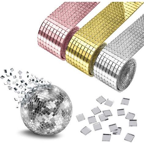 Wandaufkleber, Wohndekoration, selbstklebendes Mosaik, 5 x 5 mm Spiegelaufkleber, kreative Dekoration, Partydekoration, 4 x 100 cm, Silber, Gold, Roségold (1/5)