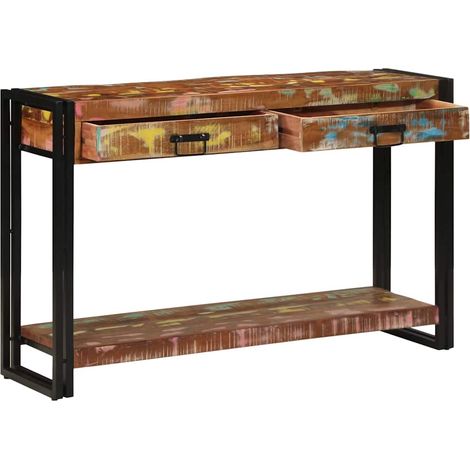 Konsolentisch mit Regal Mehrfarbig Massives upgecyceltes Holz