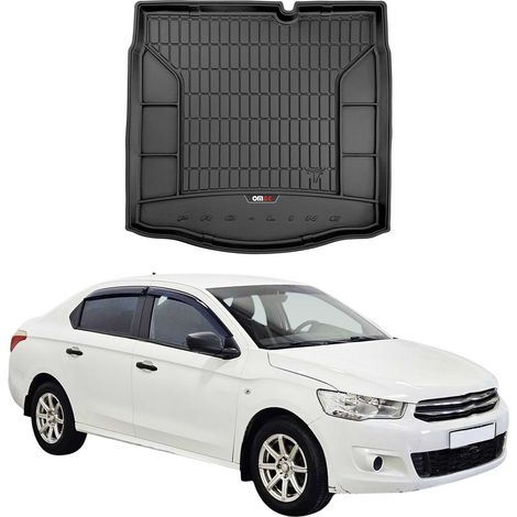 OMAC Tapis de Coffre 3D TPE Premium Compatible avec Citroën C-Elysée SD 2012 à 2017 - Bac de Protection de Coffre Intérieur antidérapant Revêtement de Coffre Bords Hauts pour Voiture Noir (1/5)