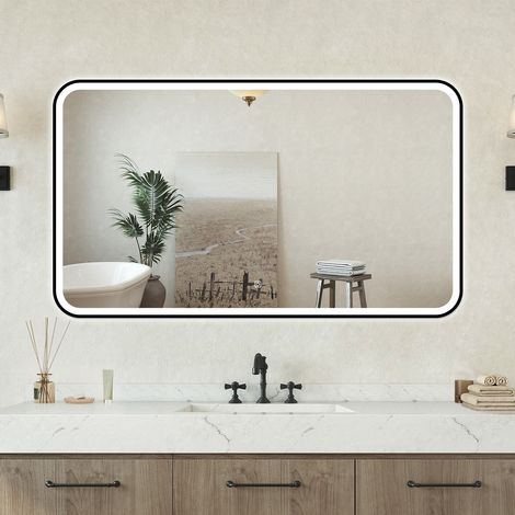 Specchio bagno Rettangolare 120x70cm Retroilluminato Con Led, Antiappannamento + 3 Luci (1/5)