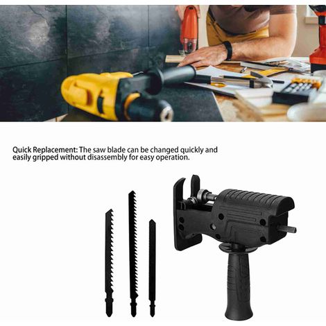 Boîtier adaptateur 1 pièce pour convertir les perceuses électriques en scies sauteuses, scies à ciseaux et scies circulaires pour le travail du bois. (1/5)