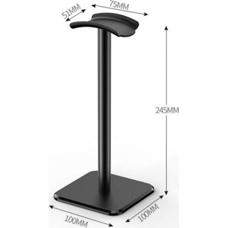 Support casque audio - Aluminium Crochet universel votre bureau 100 x 245 mm Noir (1/4)