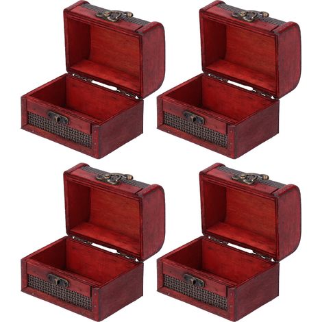 Set aus 4 Retro-Aufbewahrungsboxen aus Holz, klassische, handgefertigte Dekoration für Kosmetik, Schmuck, Süßigkeiten (1/5)
