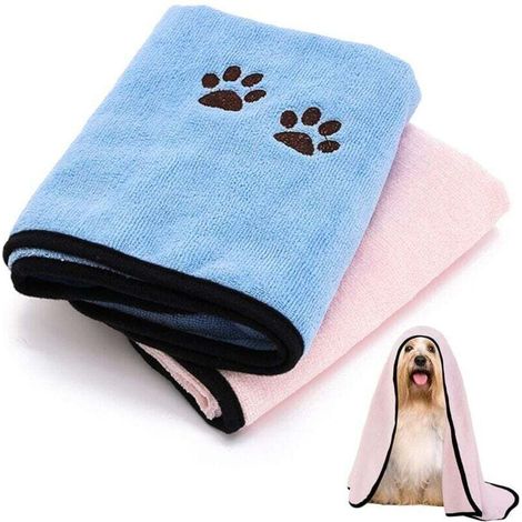Serviette à Séchage Rapide pour Chien, 2 PIÈCES Serviettes pour Animaux de Compagnie, Serviettes Absorbantes pour Chiens, Serviette de Bain pour Animaux de Compagnie