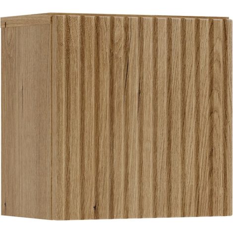 Cubo portaoggetti da bagno VANO 30 cm in rovere sospeso con porta