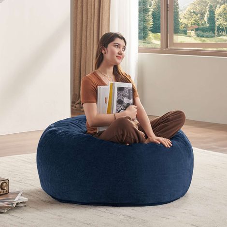 REDOM sillón puff plegable, sofá doudou flexible, apoyo que alivia la presión, esponja azul (1/5)