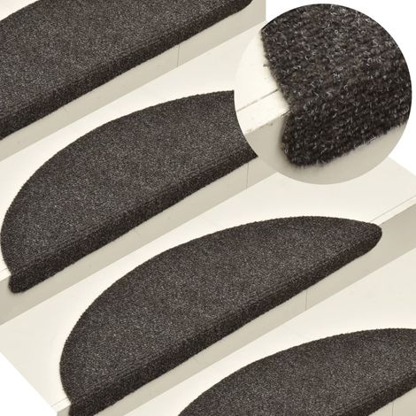 5 pcs Tapis d'escalier Tapis autoadhésifs de marches Tapis Salon Tapis Chambre Marron 65x21x4cm Aiguilleté BZTE739716 (1/5)