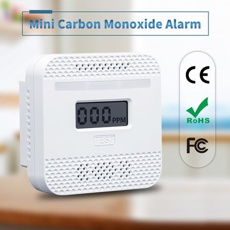 Kohlenmonoxid Melder, batteriebetriebener CO-Alarm mit digitaler Anzeige, tragbarer CO-Alarm-Detektor, genau und leicht abzulesen, für Reisen/Auto/Haus/Küche/Restaurant/Hotel/Büro