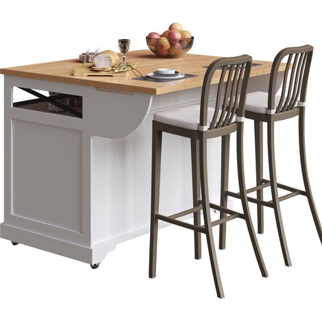 ELVMI Servierwagen mit Klappbarer Arbeitsplatte, Türregalen, LED und Rollen für Küche 120×43×98 cm (1/5)