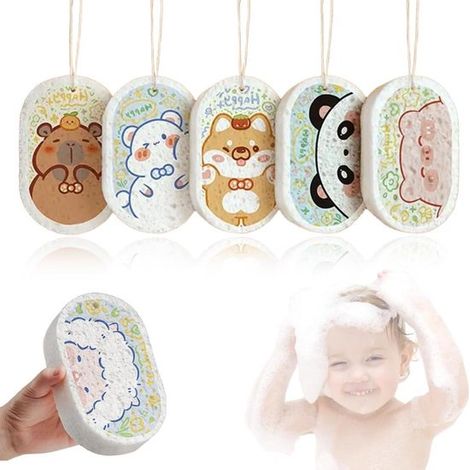 VVGoods - Spugne da bagno per bambini, set da 5, simpatiche forme di animali, fantasia casuale, spugna da doccia per bambini (1/5)