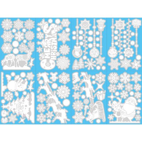 Décorations de Noël pour vitres, 8 feuilles d'autocollants adhésifs flocons de neige, stickers de fenêtre pour portes, vitrines, façades en verre (1/5)