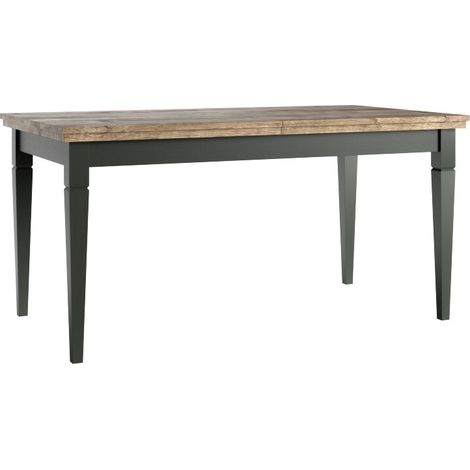 Mesa Tolnue 107, Verde oscuro + Roble de lefkada, 79x90x160cm, Alargamiento, Aglomerado laminado (1/5)