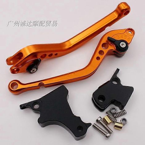 Freins modifiés pour F700GS, F650GS et F800GT : réglage du klaxon, de l'embrayage et du guidon biellettes de direction entièrement en aluminium (tiges longues orange). (1/5)