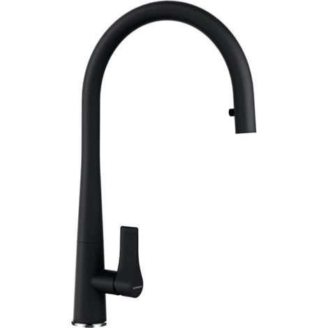 Schock Küchenarmatur Gota (ausziehbarer Auslauf) schwarz Hochdruck (1/4)