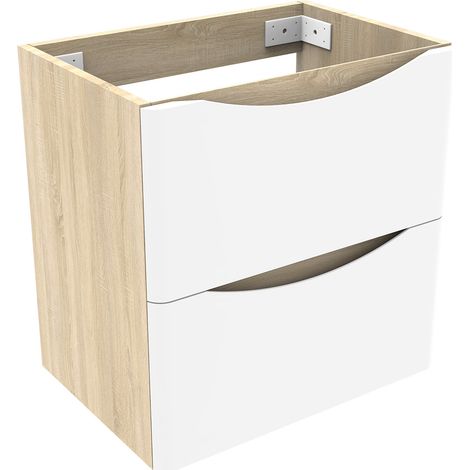 Aica Ensemble de meuble Salle de Bain de Rangement + Tiroir, 49.5 x 34.5 x 50cm, Blanc，sans vasque