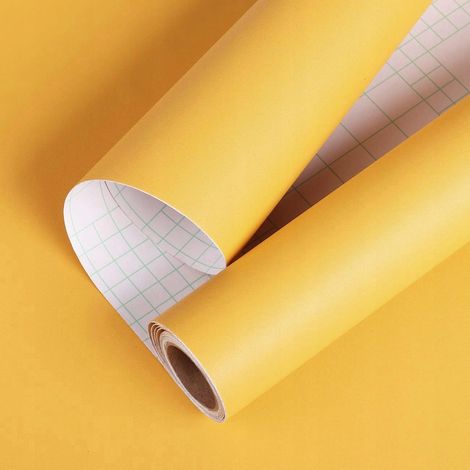 Carta da parati autoadesiva opaca giallo canarino per mobili, 60 cm x 10 m, wallpaper02815 (1/5)