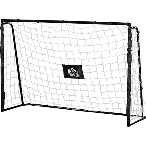 But de Football Cage de Foot 186 x 62 x 123 cm Châssis Métal avec Filet PE et 4 Piquets d'Ancrage pour Jardin Noir et Blanc (1/5)