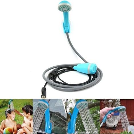 Douche Portable Camping - Douches de Randonnée Voyage - 12V Allume-cigare - Pommeau Douche Tuyau Pompe Douchette (1/4)