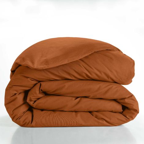 Housse de Couette 100% Coton, 240 x 220 cm, Lina, Caramel, 2 Personnes, Finition Pressions, Douce, Légère, Confortable, Facile d'entretien (1/3)