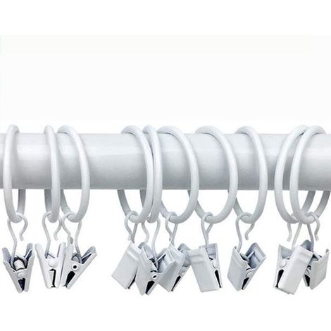 Confezione da 100 anelli per tende in metallo (bianchi), clip per tende, ganci multiuso per tende e aste decorative per tende fotografiche