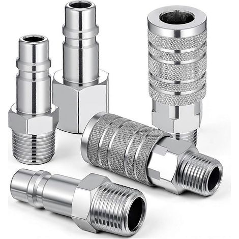 1/2"-Luftschlauch-Anschlussset, industrielle Luftkupplung, industrielle I/M-Kupplung mit 1/2"-MNPT-Gewinde, Stopfen mit 1/2"-NPT-Gewinde. (1/5)