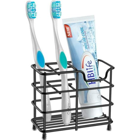Portacepillos de dientes de acero inoxidable para baño, portapasta de dientes, color negro (1/5)