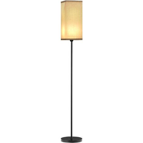 Lampadaire sur pied salon lampe salon sur pied avec abat-jour beige effet lin interrupteur à pied Ø 25 x 161,5 cm noir (1/5)