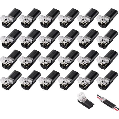 24 Stück wasserdichter Steckverbinder, 2-polig, 12 V, 2-Draht-Anschluss, 2-polige wasserdichte elektrische Steckverbinder, lötfreie Schnellverbinder für 18–22 AWG-Kabel, 2-Draht-Stecker für Autos (1/5)