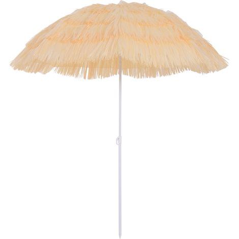 Parasol de plage à 8 baleines avec mât inclinable, polyester et métal, 1,6 x 2 m, beige (1/5)