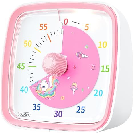 Temporizador visual con luz nocturna, temporizador de cuenta regresiva de unicornio de 60 minutos para niños y adultos, herramienta de gestión del tiempo para el hogar, la escuela, la cocina y la ofic